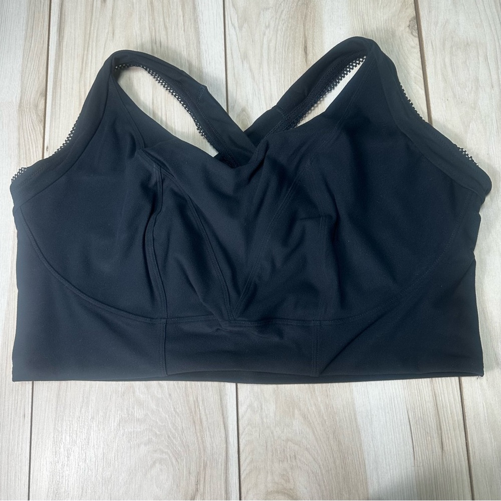 PHOENIX Bergen Lace Trip Sports‎ Bra Black Wireless Women Size 3X DDD-H New